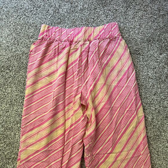 Elevenses Anthropologie pink & cream striped wide-leg pants size M - Picture 5 of 13